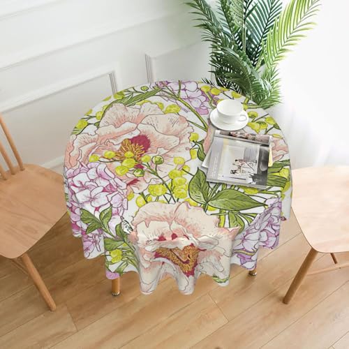 Liulannq Tischdecke, rund, dekorativ, lang, 152,4 cm, Violett und Gelb von Liulannq
