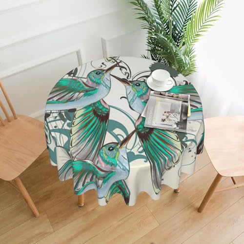 Liulannq Tischdecke, rund, dekorativ, lang, Motiv Vögel, Blaugrün, 152,4 cm Liulannq Tischdecke, rund, dekorativ, lang, Motiv Vögel, Blaugrün, 152,4 cm von Liulannq