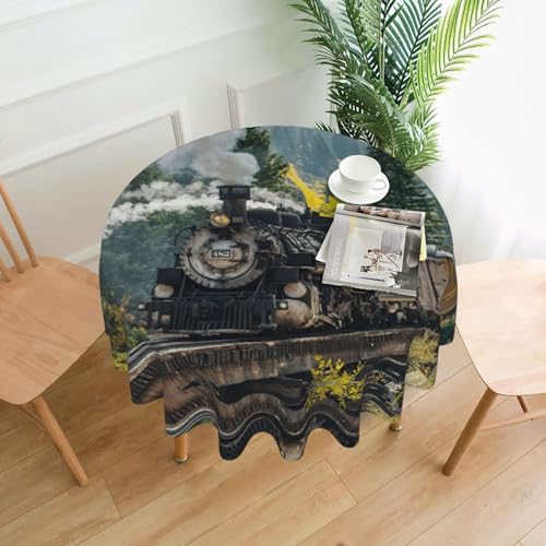 Liulannq Tischdecke mit Dampfzugmotiv, rund, dekorativ, lang, 152,4 cm Liulannq Tischdecke mit Dampfzugmotiv, rund, dekorativ, lang, 152,4 cm von Liulannq