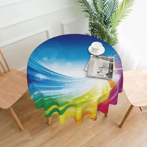 Liulannq Tischdecke mit Regenbogen-Hintergrund, rund, dekorativ, lang, 152,4 cm von Liulannq