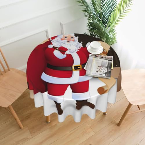 Liulannq Weihnachtsmann-Tischdecke, rund, dekorativ, lang, 152,4 cm von Liulannq
