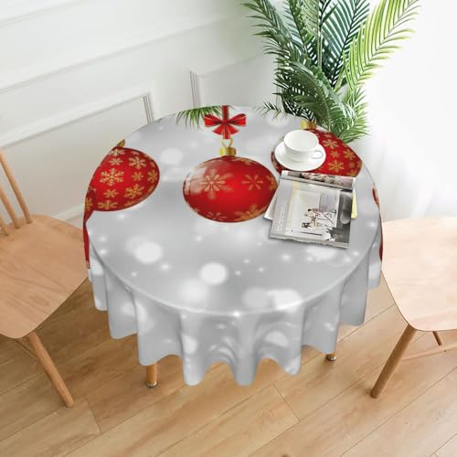 Liulannq Weihnachtstischdecke, rund, dekorativ, lang, 152,4 cm, Rot von Liulannq