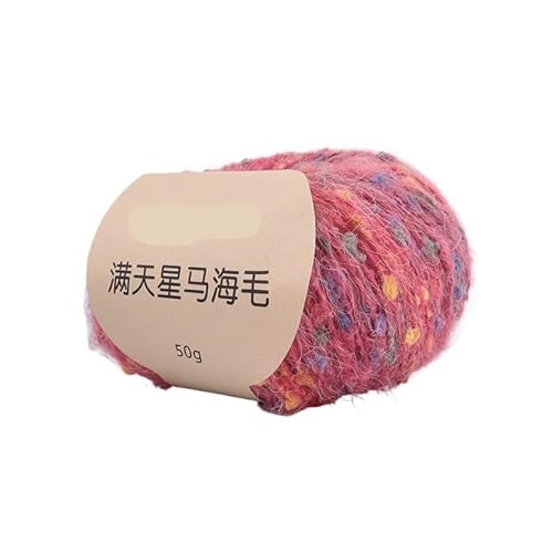 100 g Mohair Rainbow Bean Hat Coat DIY Color Dot Line – Multifunktionales charakteristisches Garn for Stricken und Basteln(Watermelonpowder) von LiuliuBull