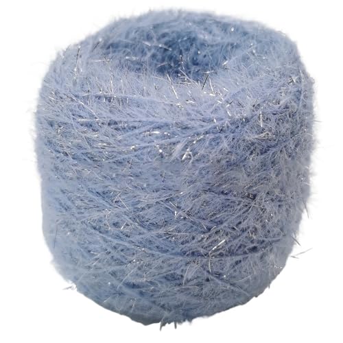 100 g Nachahmung Nerzwollgarn – Zirkuswolle aus Seide in Gold und Silber for die Herstellung von Schals, Mützen und Mänteln(Lightblue) von LiuliuBull