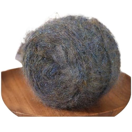 100 g blau glitzerndes langhaariges Seiden-Mohair-Garn – handgewebtes helles Seiden-Flash-Garn for Stricken und Basteln(Blue) von LiuliuBull