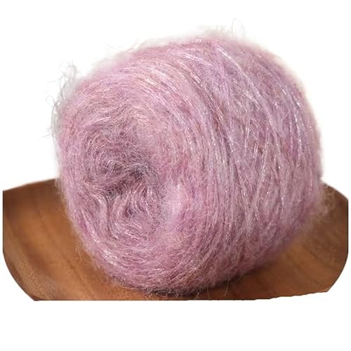 100 g blau glitzerndes langhaariges Seiden-Mohair-Garn – handgewebtes helles Seiden-Flash-Garn for Stricken und Basteln(Flowerpurple) von LiuliuBull