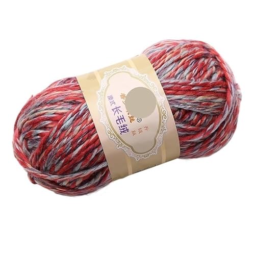 100 g mehrfädiges Baumwollgarn for Schals, Mützen, Stirnbänder und Mäntel – grobe Wollmischung(Gray red) von LiuliuBull