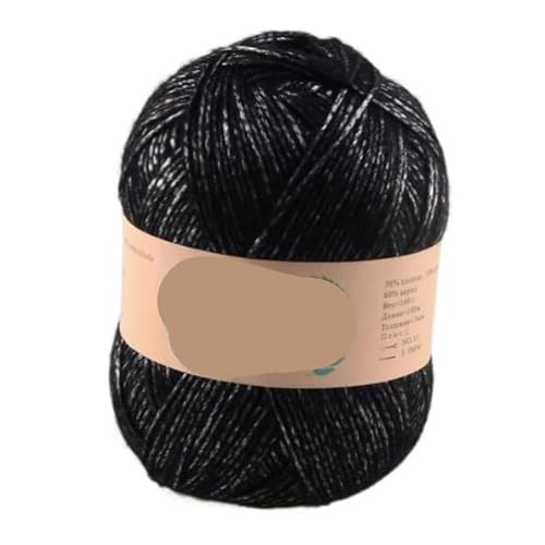 100 g metallisches Baumwollgarn for Handstricken – Seiden-Acryl-Mischung for Pullover, Decken, Mützen, Häkelarbeiten, Taschen und Hausschuhe(20 black) von LiuliuBull