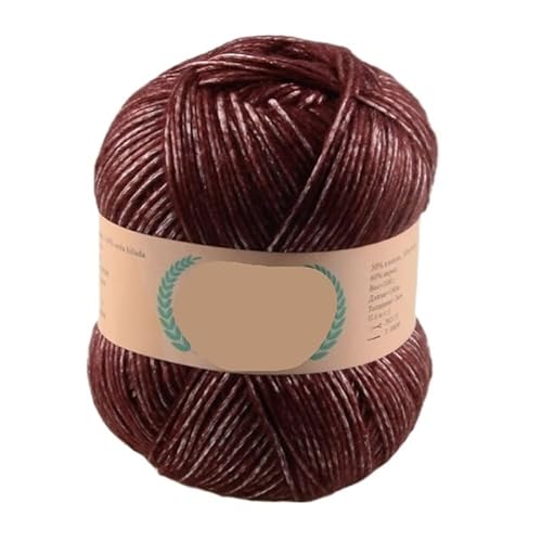 100 g metallisches Baumwollgarn for Handstricken – Seiden-Acryl-Mischung for Pullover, Decken, Mützen, Häkelarbeiten, Taschen und Hausschuhe(Coffee) von LiuliuBull