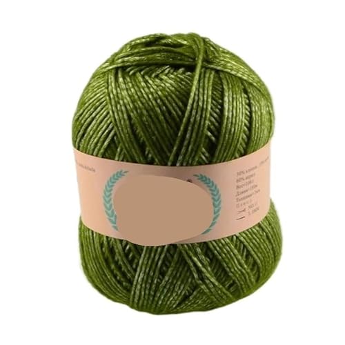 100 g metallisches Baumwollgarn for Handstricken – Seiden-Acryl-Mischung for Pullover, Decken, Mützen, Häkelarbeiten, Taschen und Hausschuhe(green) von LiuliuBull