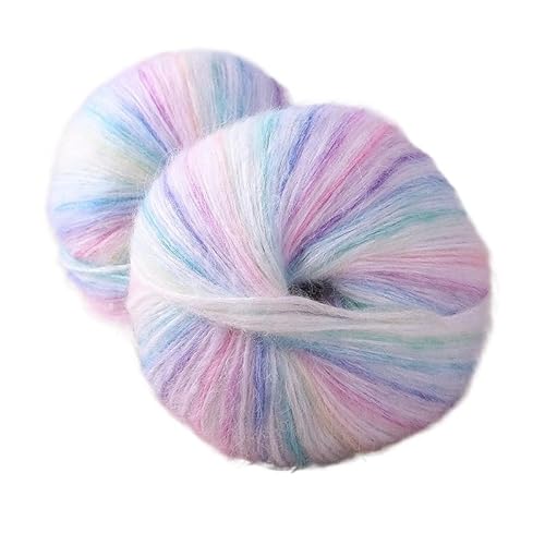 200 g regenbogenfarben gefärbter Wollroving for Handstricken – weiches, warmes Garn for Pullover, Schals, Mützen, Handschuhe und Tücher(Color12) von LiuliuBull