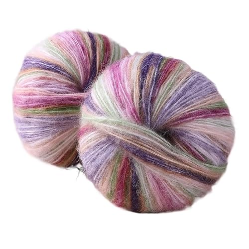 200 g regenbogenfarben gefärbter Wollroving for Handstricken – weiches, warmes Garn for Pullover, Schals, Mützen, Handschuhe und Tücher(Color18) von LiuliuBull