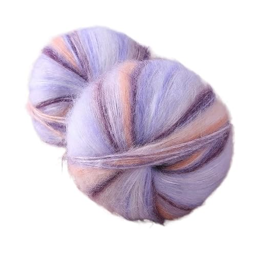 200 g regenbogenfarben gefärbter Wollroving for Handstricken – weiches, warmes Garn for Pullover, Schals, Mützen, Handschuhe und Tücher(Lila) von LiuliuBull
