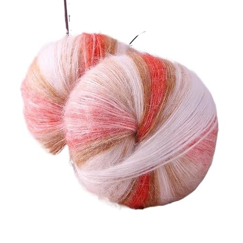 200 g regenbogenfarben gefärbter Wollroving for Handstricken – weiches, warmes Garn for Pullover, Schals, Mützen, Handschuhe und Tücher(Rose red) von LiuliuBull