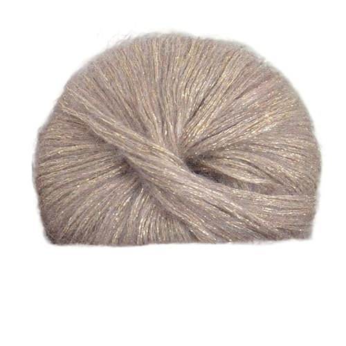 250 g großer Beutel mit glänzender Wolle und Mohairgarn mit buntem Glitzer for DIY-Strickprojekte – perfekt for Pullover, Schals, Mützen und Tücher(07Light Camel) von LiuliuBull