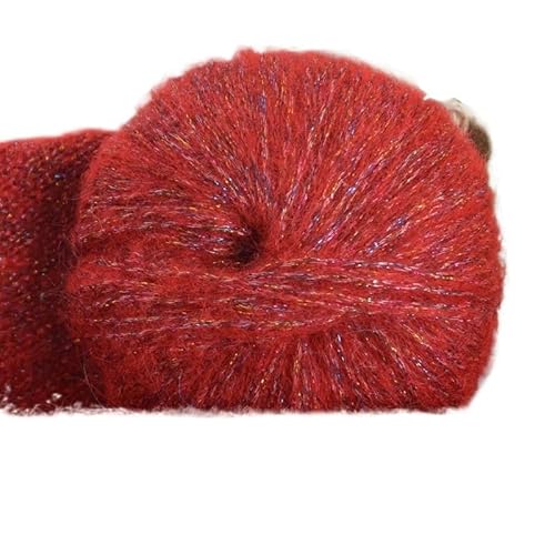 250 g großer Beutel mit glänzender Wolle und Mohairgarn mit buntem Glitzer for DIY-Strickprojekte – perfekt for Pullover, Schals, Mützen und Tücher(14cinnabar) von LiuliuBull
