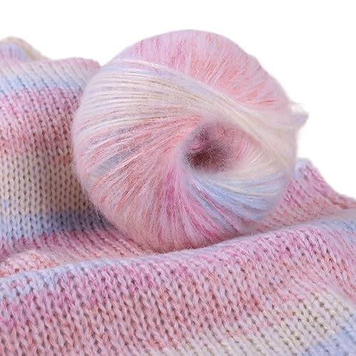 300 g Alpaka-Mohair-Garn mit Farbverlauf – perfekt for Stricken von Pullovern, Tüchern, Jacken, Mützen und Schals(Pink Blue) von LiuliuBull