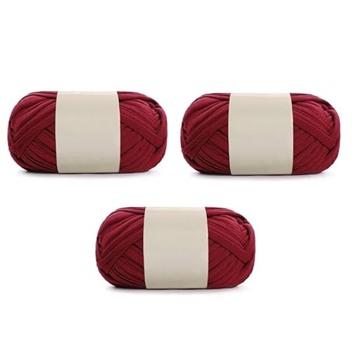 300 g dickes Garn – 3-teiliges weiches, farbiges Stoffgarn for DIY-Projekte, gewebte Taschen, Spielzeug und Hausschuhe.(20 Wine Red) von LiuliuBull