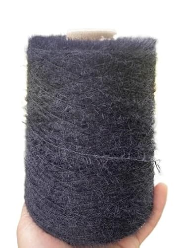 500 g Wollgarn in Nerzoptik – doppelseitiges, weiches Garn for DIY-Handstrickarbeiten, Schals, Tücher, Pullover und Häkelprojekte(Black 2 cm) von LiuliuBull