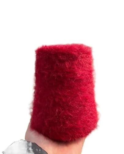 500 g Wollgarn in Nerzoptik – doppelseitiges, weiches Garn for DIY-Handstrickarbeiten, Schals, Tücher, Pullover und Häkelprojekte(Red 4-5 cm) von LiuliuBull