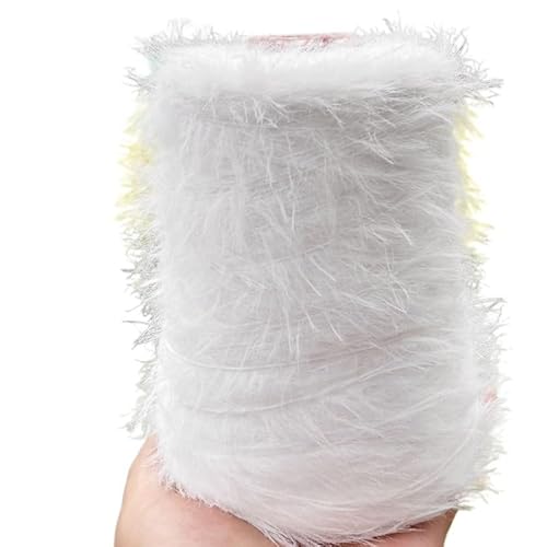 500 g Wollgarn in Nerzoptik – doppelseitiges, weiches Garn for DIY-Handstrickarbeiten, Schals, Tücher, Pullover und Häkelprojekte(White 4-5cm) von LiuliuBull