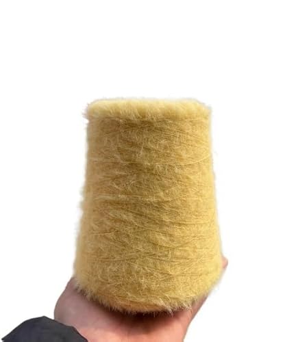 500 g Wollgarn in Nerzoptik – doppelseitiges, weiches Garn for DIY-Handstrickarbeiten, Schals, Tücher, Pullover und Häkelprojekte(Yellow 2cm) von LiuliuBull
