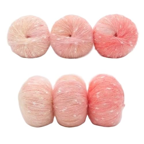 6 stücke Gradienten Dot Mohair Regenbogen Bean Dot Wolle Fleece Mantel Gewebt DIY Handgemachte Schal Set(01powder) von LiuliuBull