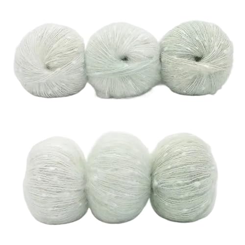 6 stücke Gradienten Dot Mohair Regenbogen Bean Dot Wolle Fleece Mantel Gewebt DIY Handgemachte Schal Set(02mint) von LiuliuBull