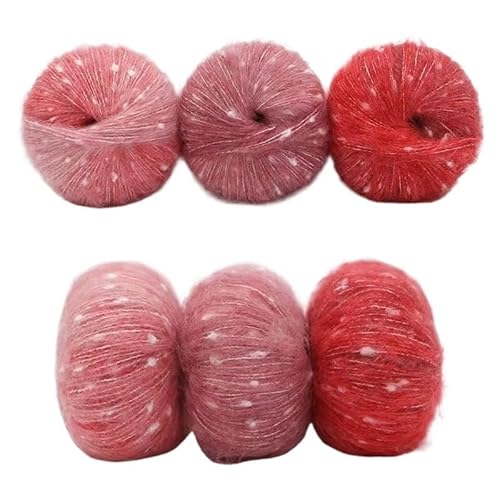 6 stücke Gradienten Dot Mohair Regenbogen Bean Dot Wolle Fleece Mantel Gewebt DIY Handgemachte Schal Set(04fullness) von LiuliuBull
