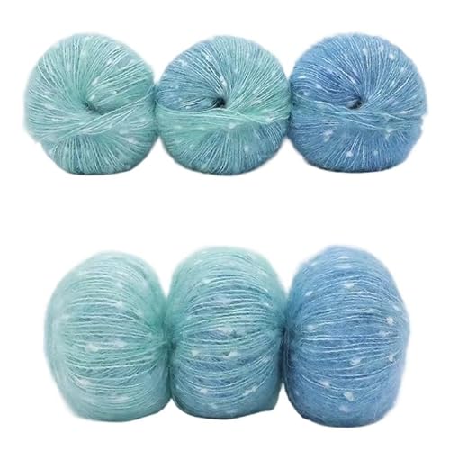 6 stücke Gradienten Dot Mohair Regenbogen Bean Dot Wolle Fleece Mantel Gewebt DIY Handgemachte Schal Set(05hailan) von LiuliuBull