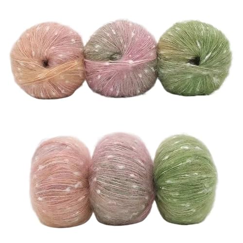 6 stücke Gradienten Dot Mohair Regenbogen Bean Dot Wolle Fleece Mantel Gewebt DIY Handgemachte Schal Set(06oilpainting) von LiuliuBull