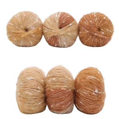 6 stücke Gradienten Dot Mohair Regenbogen Bean Dot Wolle Fleece Mantel Gewebt DIY Handgemachte Schal Set(08zhiqiu) von LiuliuBull