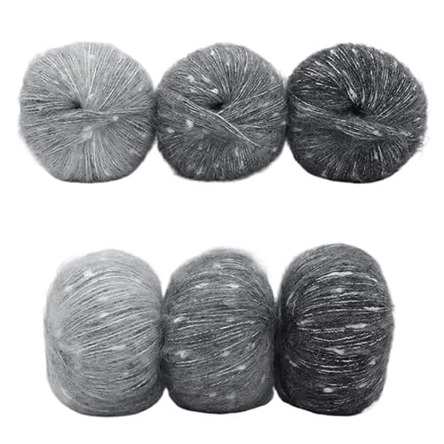 6 stücke Gradienten Dot Mohair Regenbogen Bean Dot Wolle Fleece Mantel Gewebt DIY Handgemachte Schal Set(09ink) von LiuliuBull