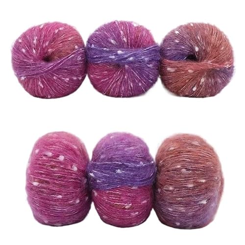 6 stücke Gradienten Dot Mohair Regenbogen Bean Dot Wolle Fleece Mantel Gewebt DIY Handgemachte Schal Set(10wisteria) von LiuliuBull