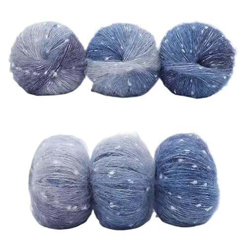 6 stücke Gradienten Dot Mohair Regenbogen Bean Dot Wolle Fleece Mantel Gewebt DIY Handgemachte Schal Set(13iceriver) von LiuliuBull