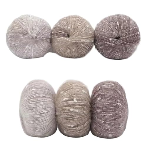 6 stücke Gradienten Dot Mohair Regenbogen Bean Dot Wolle Fleece Mantel Gewebt DIY Handgemachte Schal Set(16caramel) von LiuliuBull