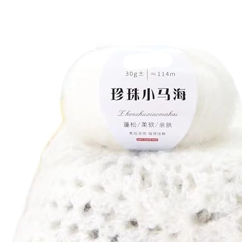 60 g Wolle-Mohair-Garn – südafrikanische leichte Schiebeschal-Linie for Pullover-Jacken und Flechtprojekte(Weiß) von LiuliuBull