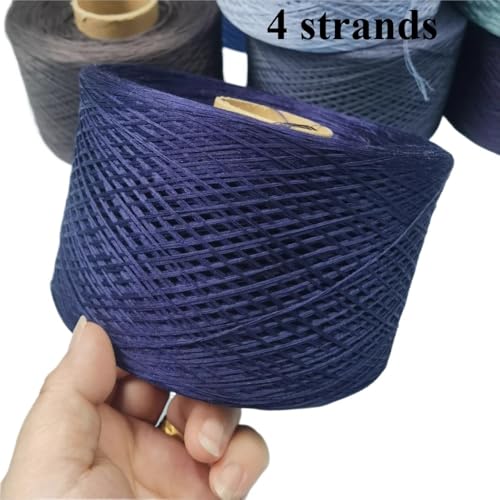 70% Seide und 30% Baumwolle, 4-fädiges Naturstrickgarn for selbstgestrickte Kleidung, Mützen und dekorative Häkelprojekte(Navy blue-250g) von LiuliuBull