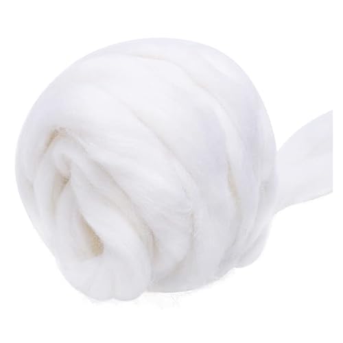 For Nadelfilz-KitBlended Roving 250g, Nadelfilzwolle, handgefärbtes Wolltop, Merino Mixed Natural Wool Roving(Weiß) von LiuliuBull