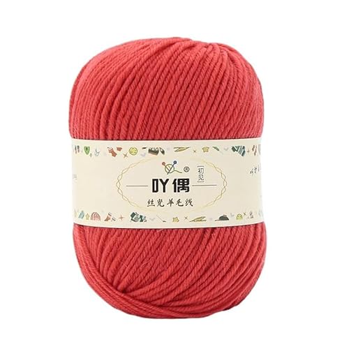 Mercerisierter Wollfaden 100 g – mittleres und dickes Garn for Handstricken, Pullover, Mützen und Schals(Coralred) von LiuliuBull
