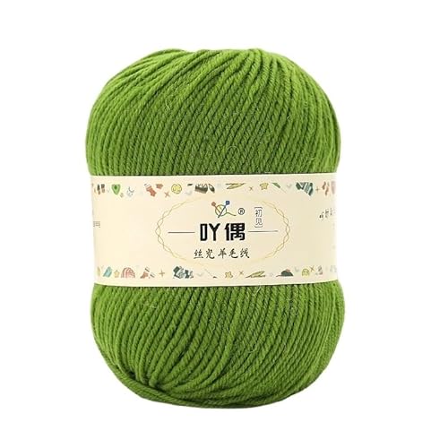 Mercerisierter Wollfaden 100 g – mittleres und dickes Garn for Handstricken, Pullover, Mützen und Schals(Leafgreen) von LiuliuBull