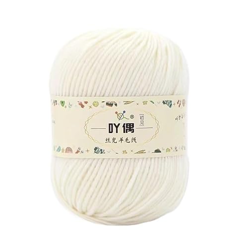 Mercerisierter Wollfaden 100 g – mittleres und dickes Garn for Handstricken, Pullover, Mützen und Schals(Milkywhite) von LiuliuBull