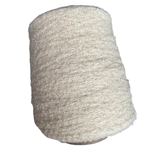 Weiches, plüschiges, gewelltes Schlaufengarn – 500 g Woll-Acrylgarn for DIY-Häkel- und Strickprojekte(Beige white) von LiuliuBull