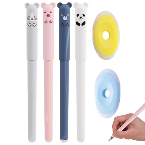 Liummrcy 4pcs löschbare Stifte, niedliche löschbare Gelstifte mit 2 Radiergummi, nachhaltige Schulversorgung für präzise Schreiben, Zeichnen und Korrektur von Liummrcy