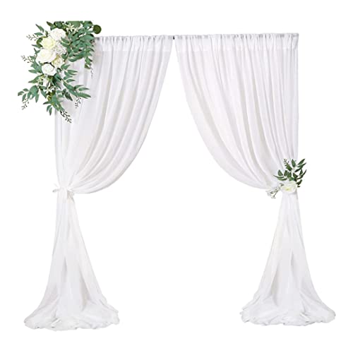 Liummrcy Chiffon -Vorhang, romantischer Hintergrund Vorhänge Tüll Chiffon Stoff Hintergrund Hochzeit Hintergrund Weiß (2 Tabletten/Set) Chiffon -Vorhang, romantische Vorhänge, Hochzeitshintergrund von Liummrcy