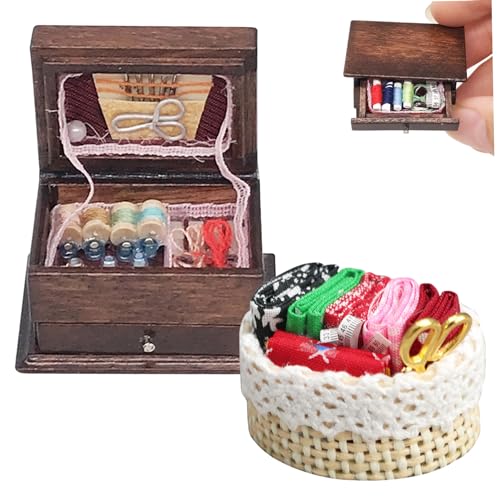 Liummrcy Puppennähungskit, 2pcs 1/12 Holz Mini -Nähkit, Mini -Nähkästen und Körbe, Simulationsminiaturpuppenhauszubehör, Spielzeug. Liummrcy Puppennähungskit, 2pcs 1/12 Holz Mini -Nähkit, Mini -Nähkästen und Körbe, Simulationsminiaturpuppenhauszubehör, Spielzeug. von Liummrcy
