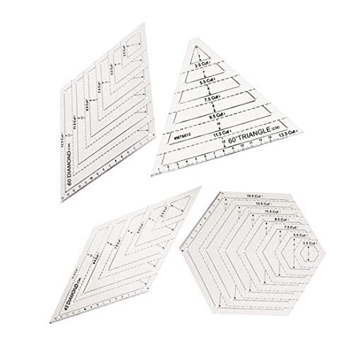 Liummrcy Quilt Lineal Patchwork Vorlagen transparentes Dreieck Hexagon 60 45 Grad zum Nähen von Skirtenhandwerk DIY 4PCS von Liummrcy