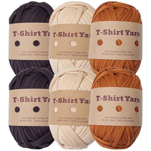 Liummrcy Häkelgarn 6pcs dickes Strickgarn 33 Yards Tshirt Garn 100g Elastic Chunky Garn für Beutel werfen Decke Häkelstätte Häuserdekoration von Liummrcy