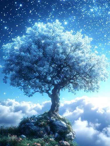 Diamond Painting Baum Himmel Diamant Painting Bilder 5D Diamond Kunst Malerei Kristall Kunst Basteln Set, Geeignet Erwachsene Kinder Zur Entspannung, für Geschenk Zuhause Wanddekoration 80x100cm b-903 von Liutuedy