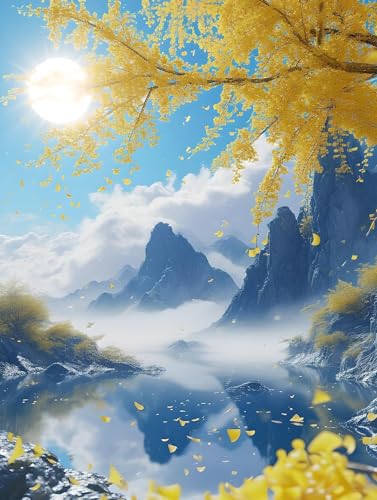 Diamond Painting Sonne Landschaft Diamant Painting Bilder 5D Diamond Kunst Malerei Kristall Kunst Basteln Set, Geeignet Erwachsene Kinder Entspannung,für Geschenk Zuhause Wanddekoration 80x100cm b-918 von Liutuedy